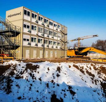 Four-storey ELA Container system for a construction site in Prague