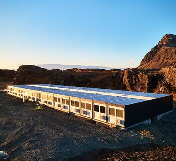 single-storey container facility in Iceland